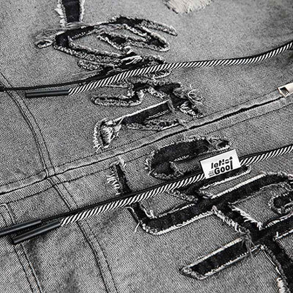 Irregular Stitching Hooded Denim Jacket For Women MuddyStock