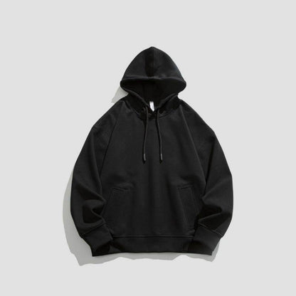 American Retro Loose Fleece Padded Hoodie For Men And Women Matte Black MuddyStock