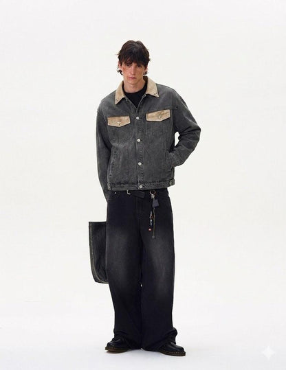 Patchwork Lapel Jacket For Men null