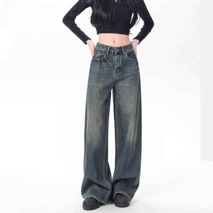 High Waist Drooping Versatile Mop Wide Leg Jeans For Women MuddyStock
