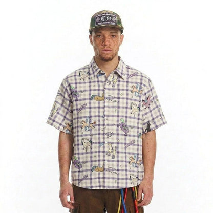 Hand drawn pony print short sleeved shirt for men | MuddyStock Originals