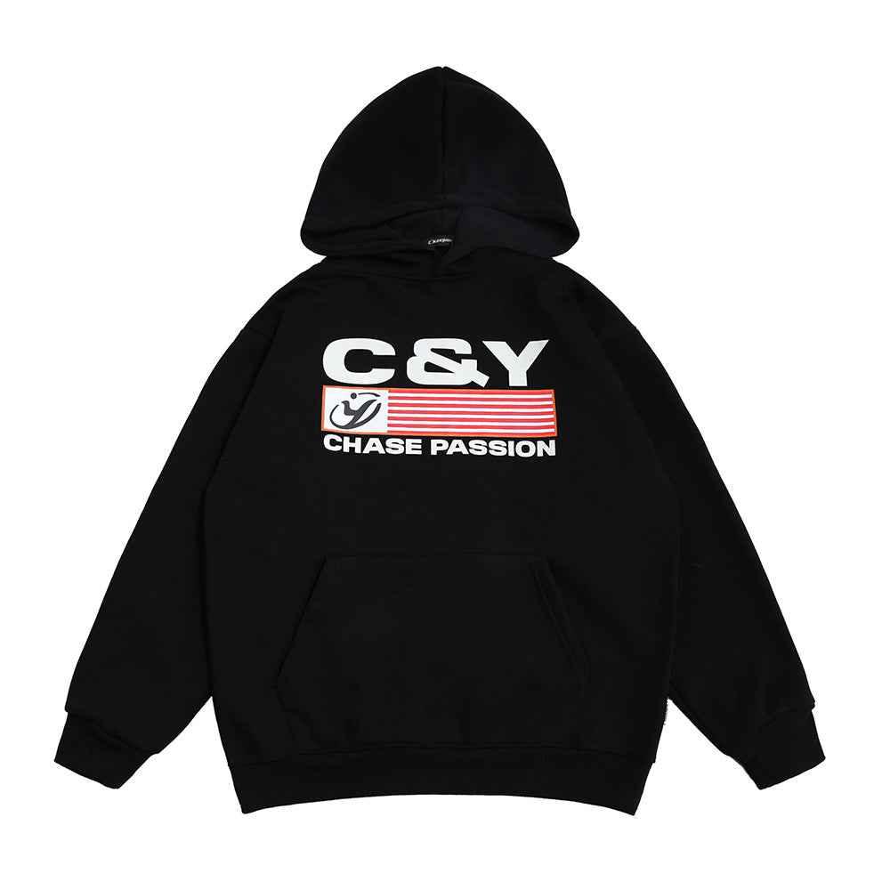 Printed Alphabet Hoodie For Women Black null