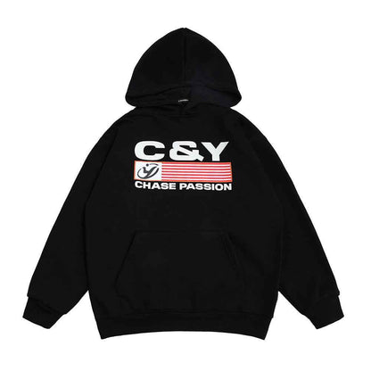 Printed Alphabet Hoodie For Women Black null