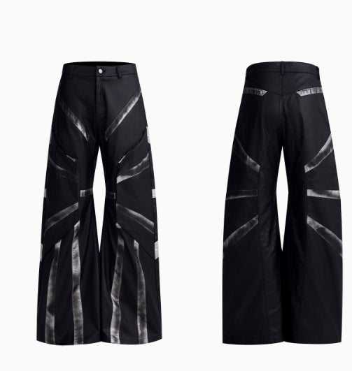 Black Dirty Short Leather Jacket and Pants For Men Trousers