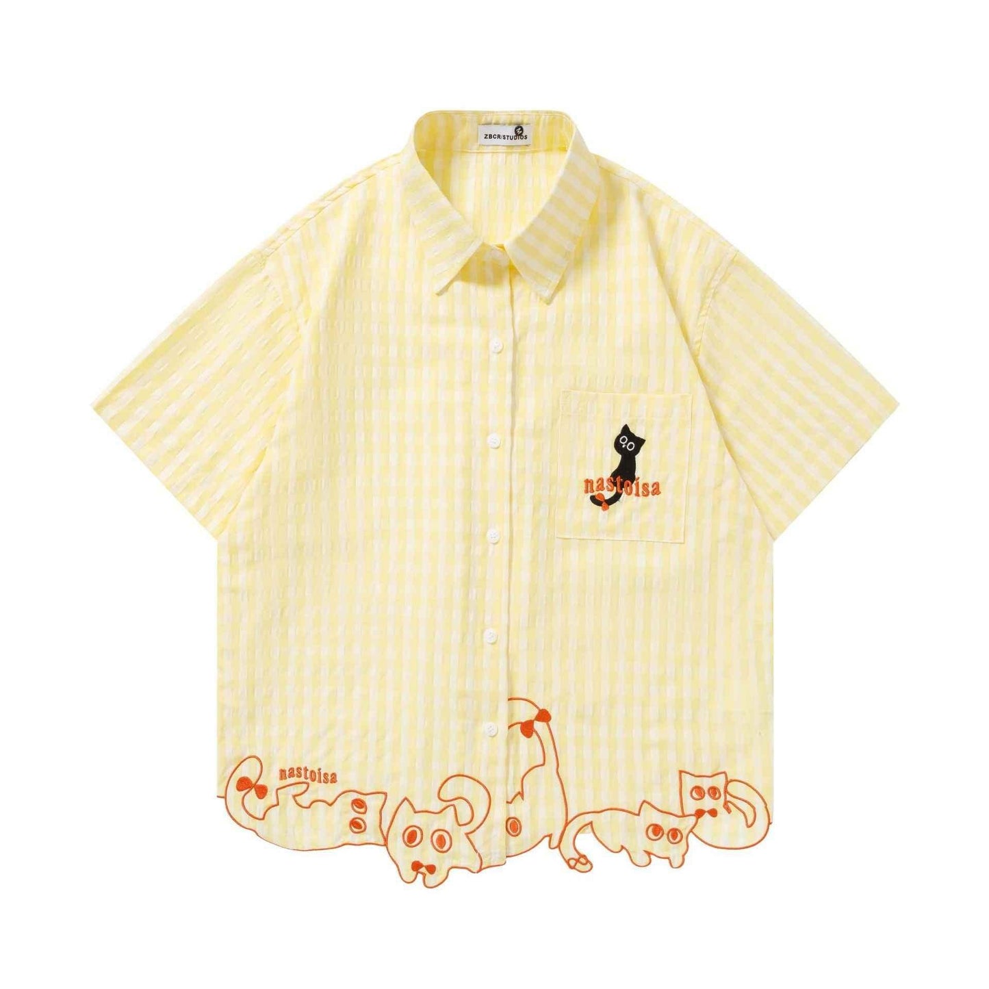 Pink Pastel Cat Check Shirt For Women | MuddyStock Originals