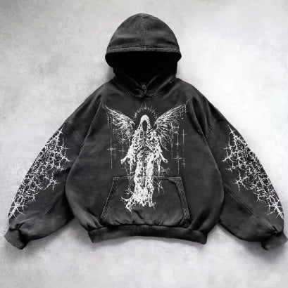 Hooded Printed Hip Hop Streetwear Hoodie Black 14 MuddyStock All Products