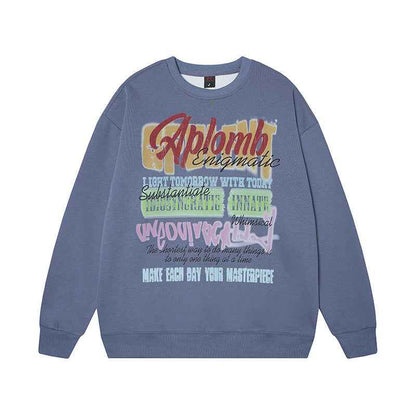 Letter Graffiti Crewneck Sweatshirt for Women | MuddyStock Originals Blue