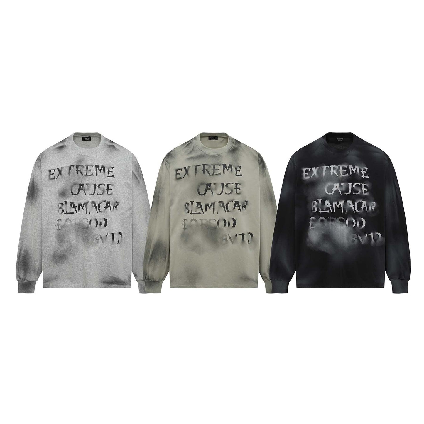 Retro Washed Distressed Fuzzy Letter Crew Neck Sweatshirt For Men null