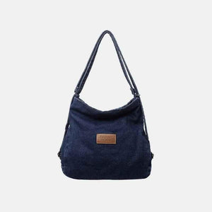 Adjustable Strap Denim Shoulder Bag Dark One Size