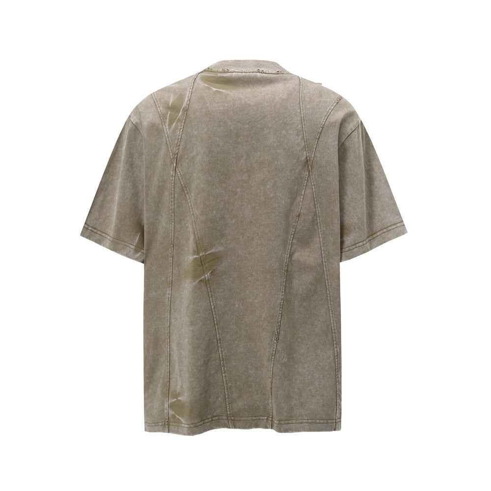 Spray-dyed Old Washed Short-sleeved T-shirt For Men null