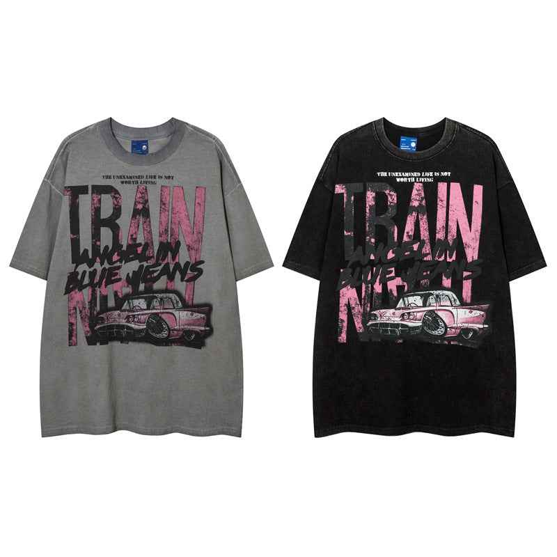 Car printed loose fitting men's and women's T-shirt | MuddyStock Originals MuddyStock