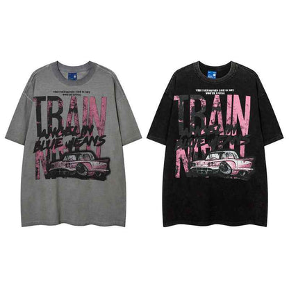 Car printed loose fitting men's and women's T-shirt | MuddyStock Originals MuddyStock