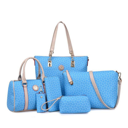 Fish bone patterned six piece bag set | MuddyStock Originals sky blue