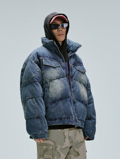 Loose-fit Cotton-padded Jacket With A Washed Vintage Look For Men null