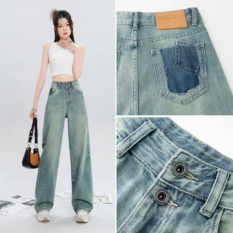 Women's Fashion Holes Narrow Wide-leg Jeans MuddyStock