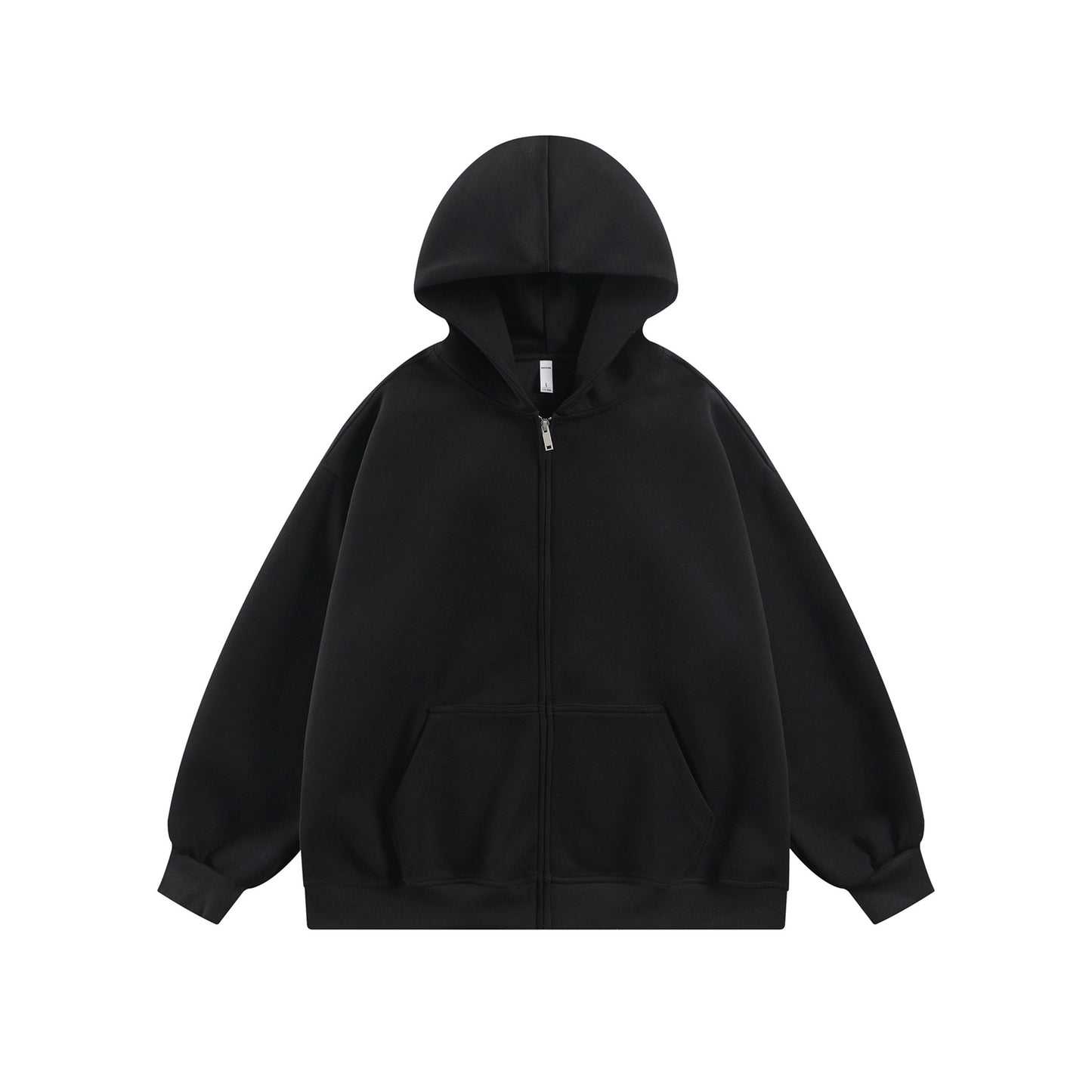 Retro Simple Versatile Loose Hooded Sweatshirt Cardigan Black eprolo