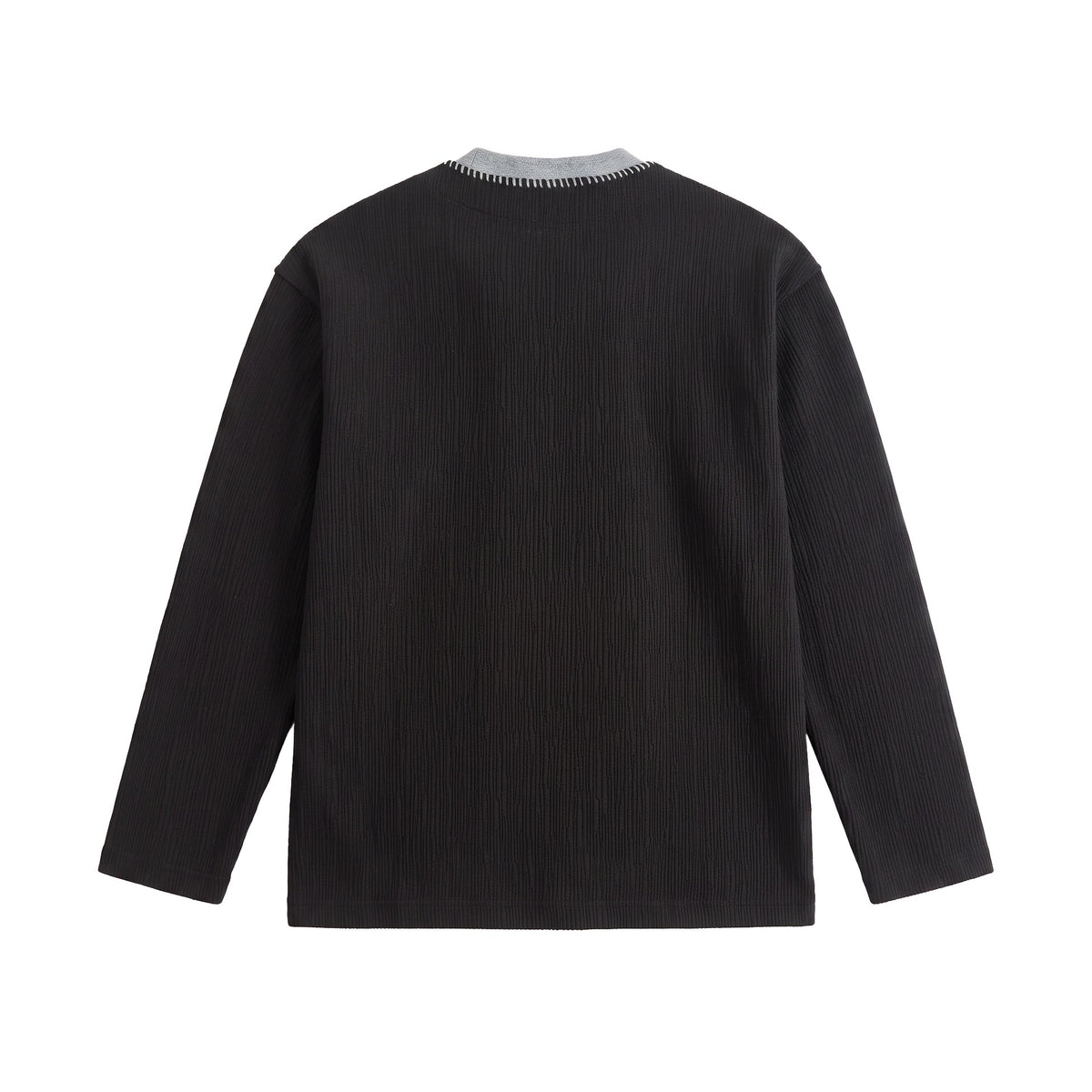 Loose Textured Mock Two-Piece Long Sleeve T-Shirt For Men | MuddyStock Originals