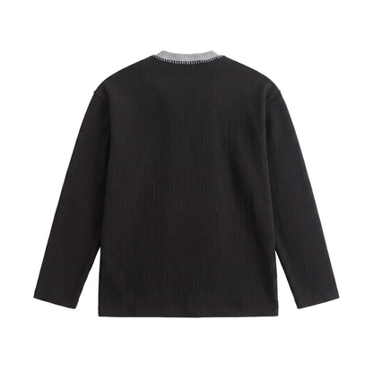 Loose Textured Mock Two-Piece Long Sleeve T-Shirt For Men | MuddyStock Originals