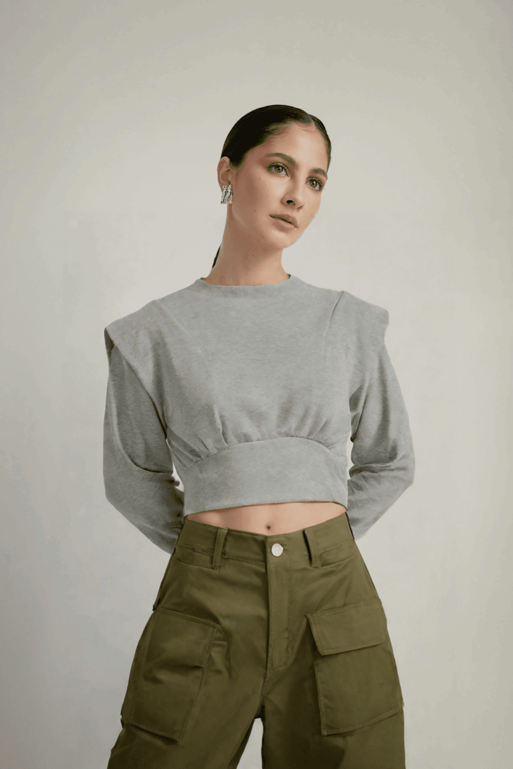 Shoulder pads armor like short sleeved round neck hoodie top jacket | MuddyStock Originals MuddyStock