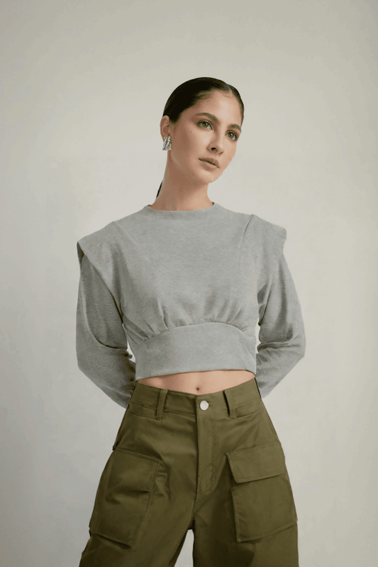 Shoulder pads armor like short sleeved round neck hoodie top jacket | MuddyStock Originals MuddyStock