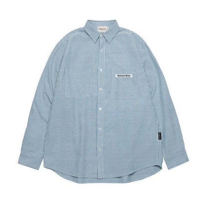 Women's Fashion Individual Casual Long-sleeved Shirt Blue MuddyStock