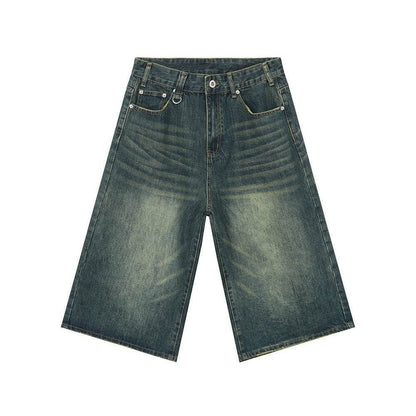Retro Distressed Flared Cropped Pants For Men And Women Retro Blue MuddyStock
