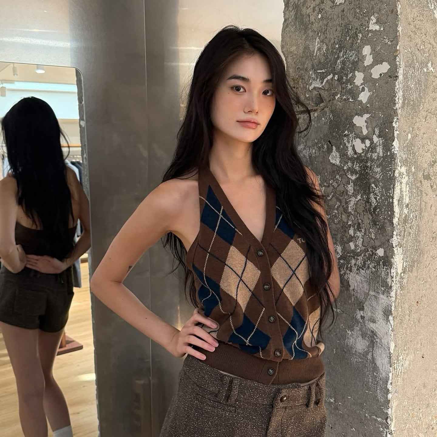 Knit off-shoulder backless sweater vest For Women | MuddyStock Originals MuddyStock