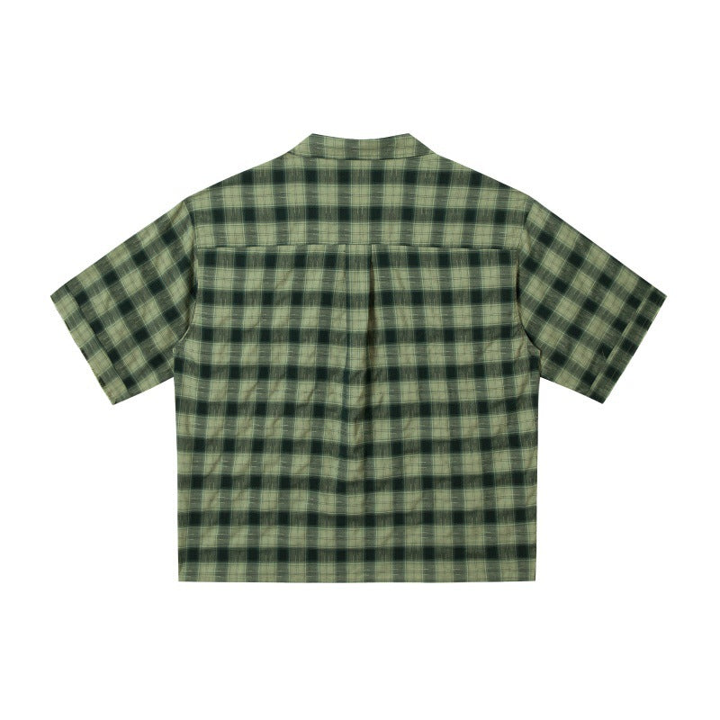 Graffiti sticker checkered men's and women's loose silhouette shirt