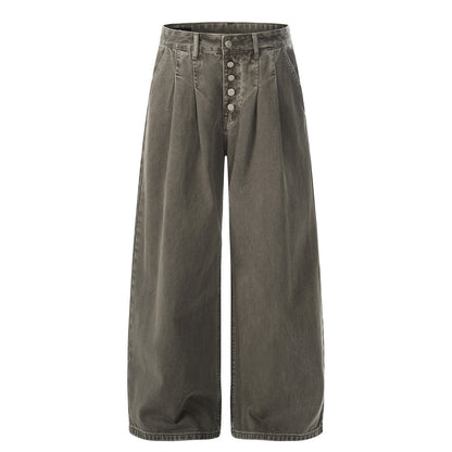 Loose wide leg washed distressed jeans for men | MuddyStock Originals