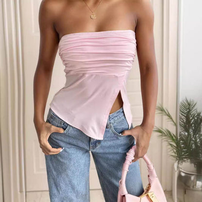 Tube Top Outer Wear Summer Sleeveless Vest Female Irregular Tank-top MuddyStock
