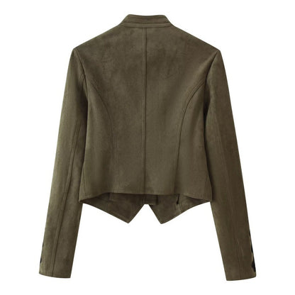 Womens Suede Stand-Neck Jacket Coat All Products