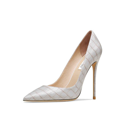 Crocodile Pattern Women's High Heel Grey