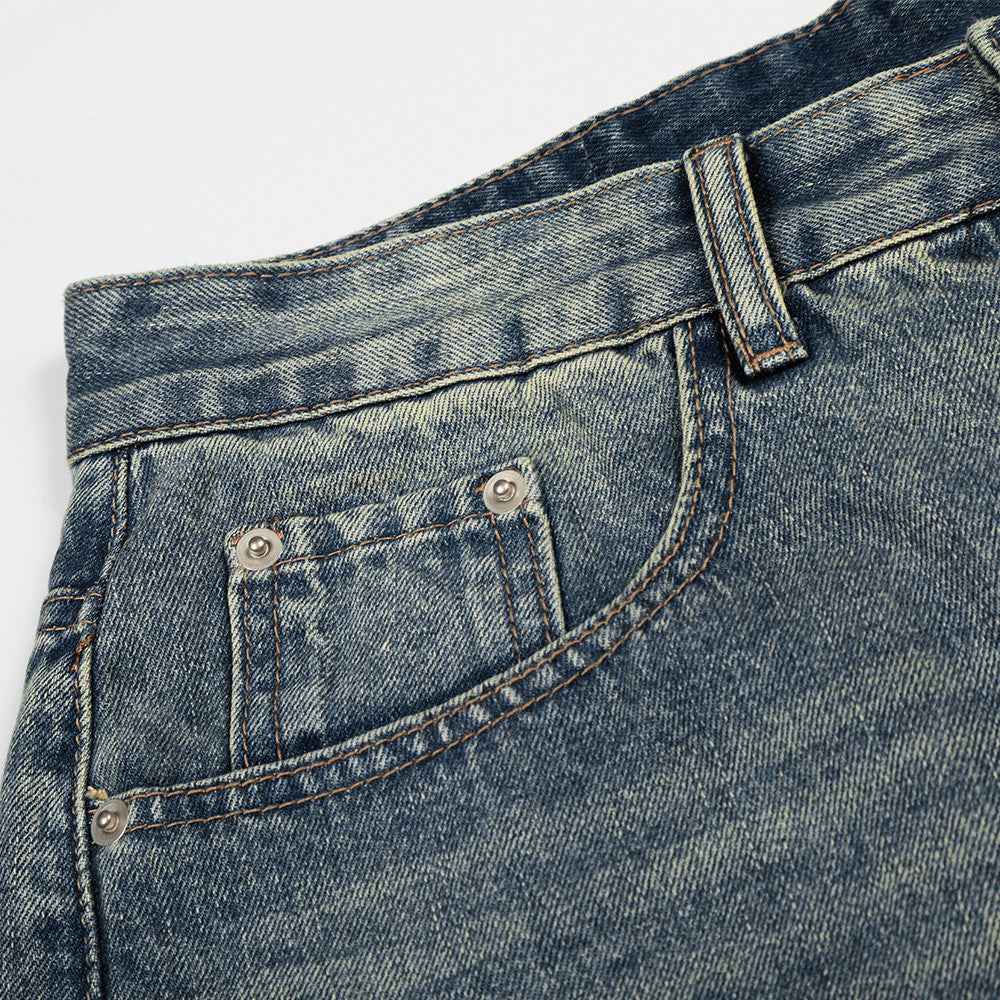 Washed denim cropped pants for men and women | MuddyStock Originals