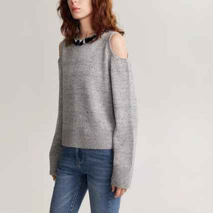 Gray Wool and Mohair Blend Knit Sweater for Women | MuddyStock Originals Gray MuddyStock