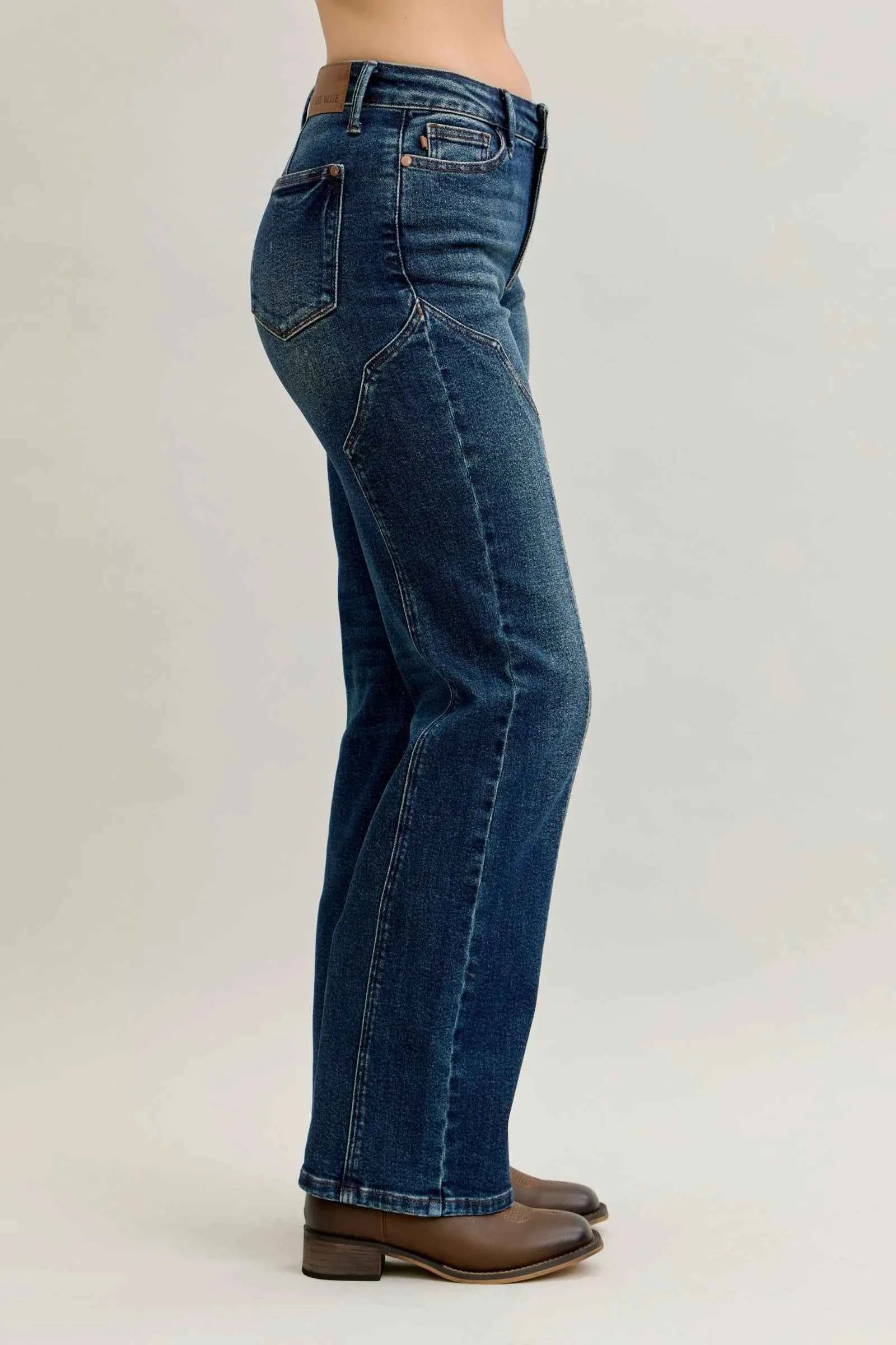 Judy Blue Full Size Seam Detail Straight Leg Jeans Plus Size For Women Trendsi