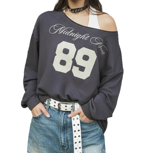 Off shoulder casual loose long sleeved top for women | MuddyStock Originals MuddyStock