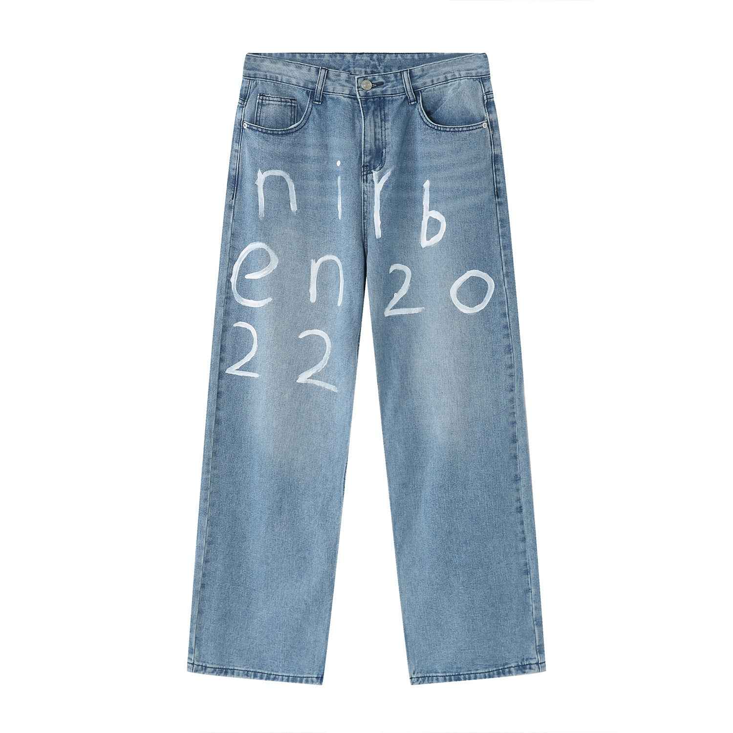 Loose Wide-leg Mopping Jeans Blue MuddyStock