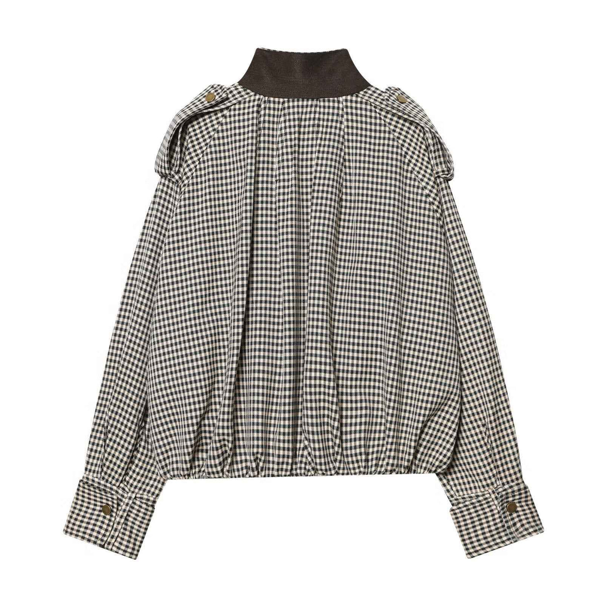 Color blocking collar plaid jacket+half skirt set for women | MuddyStock Originals