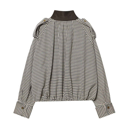 Color blocking collar plaid jacket+half skirt set for women | MuddyStock Originals