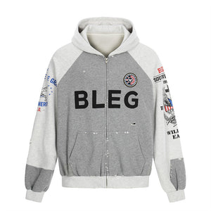 Color blocked letter hoodie for men | MuddyStock Originals Gray