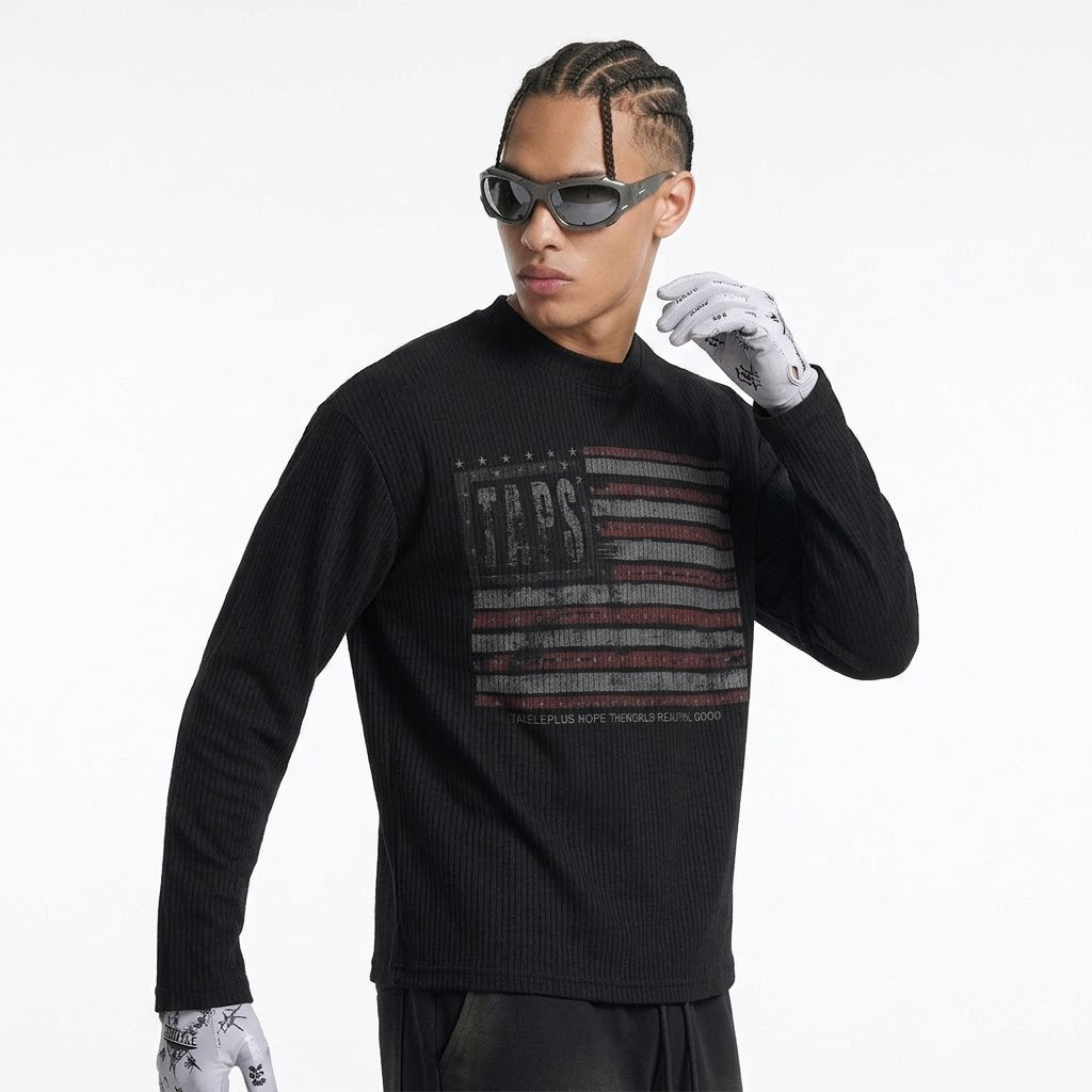 Long Sleeve Regular Shoulder Distressed T-Shirt For Men | MuddyStock Originals