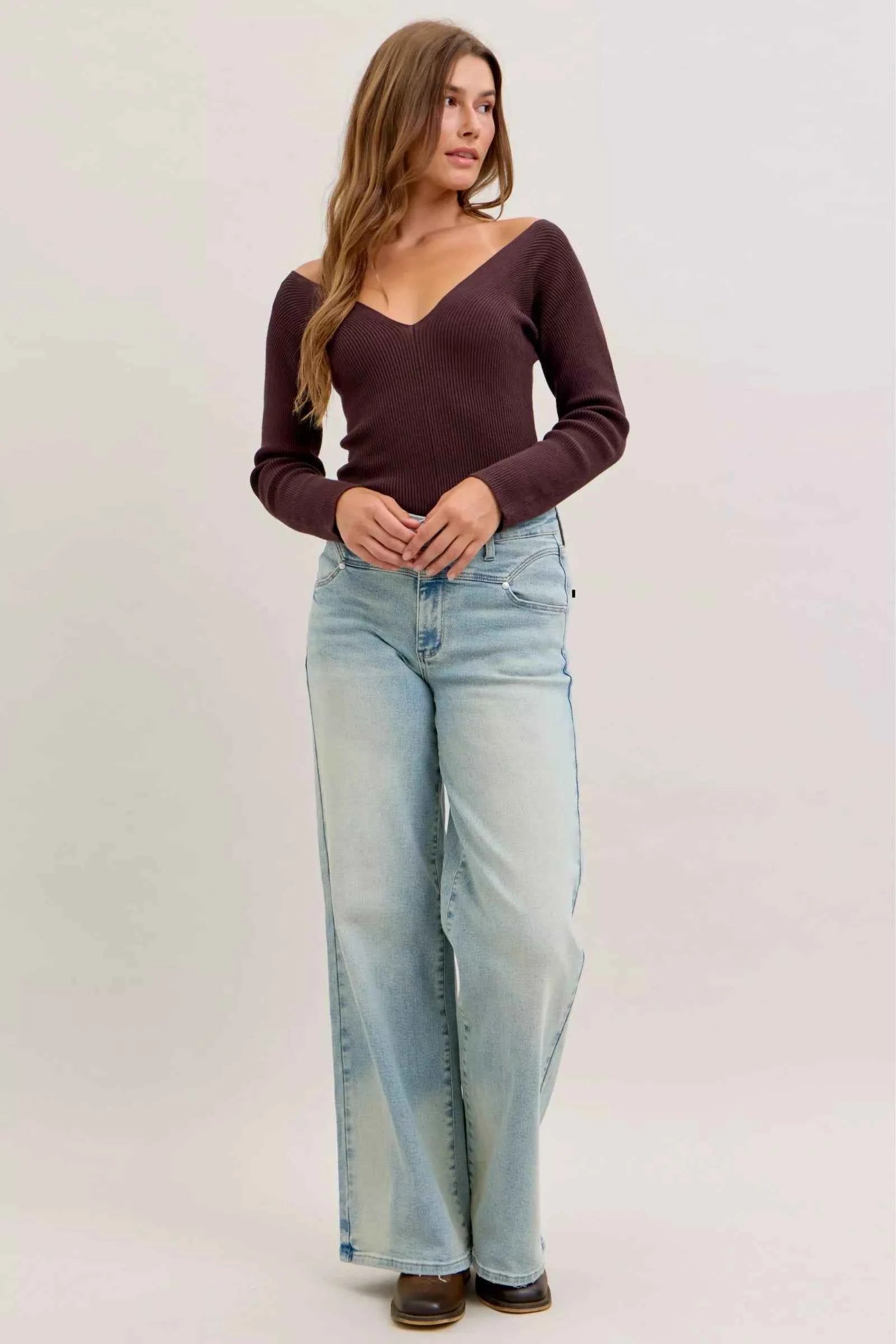 High Waist Column Straight Jeans For Women Trendsi
