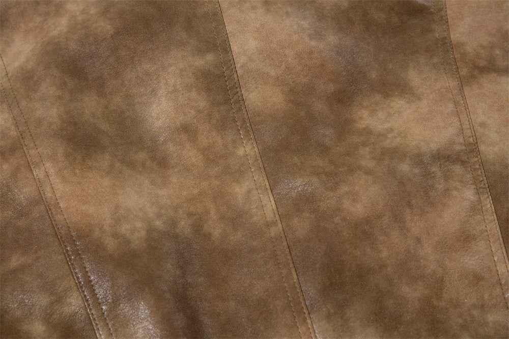 Contrast Color PU Leather Jacket For Men null