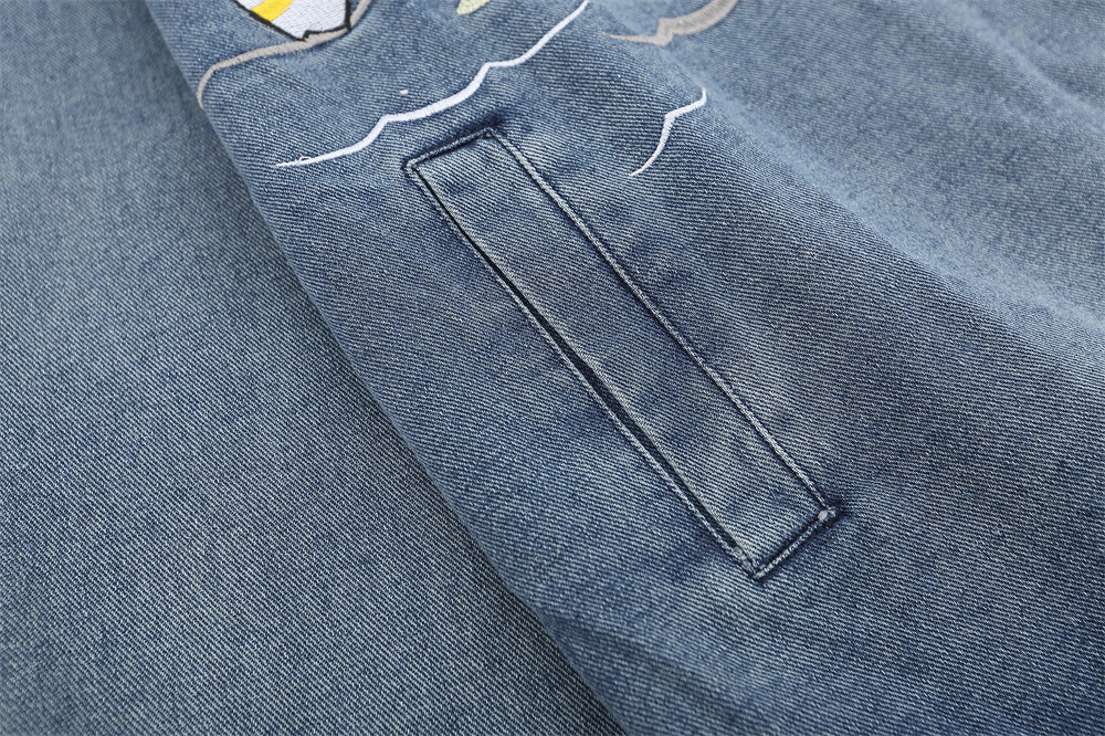 Punk Retro Cartoon Denim Jacket For Women MuddyStock null