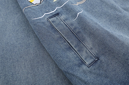 Punk Retro Cartoon Denim Jacket For Women MuddyStock null