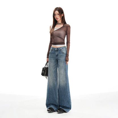 Women's Washed Low Waist Wide Leg Jeans | MuddyStock Originals MuddyStock