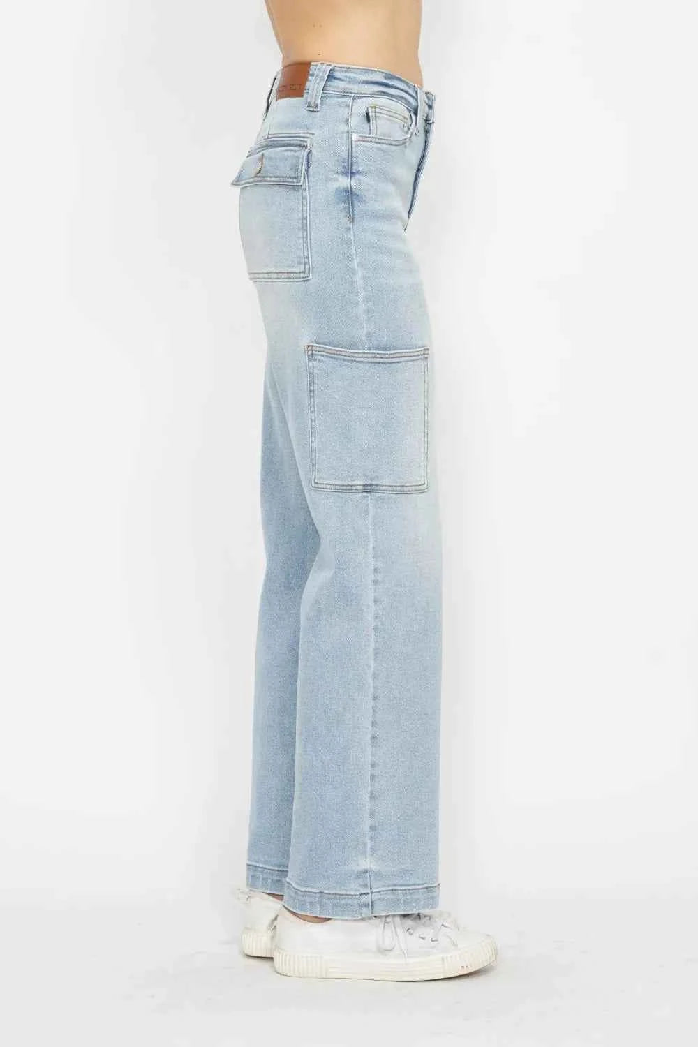 Judy Blue Full Size High Waist Straight Cargo Jeans Trendsi