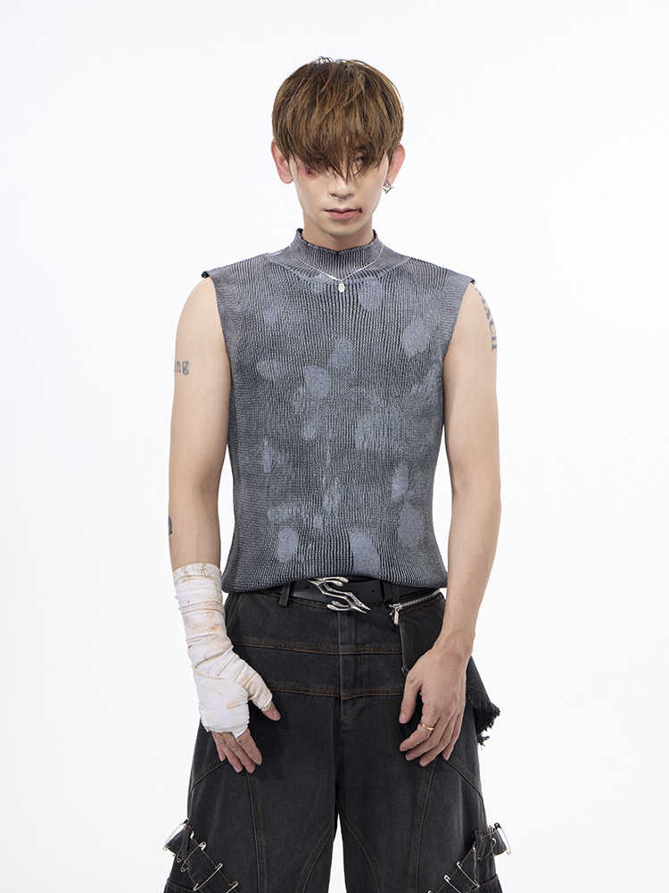 Men's Stretch Turtleneck Sleeveless T-shirt null