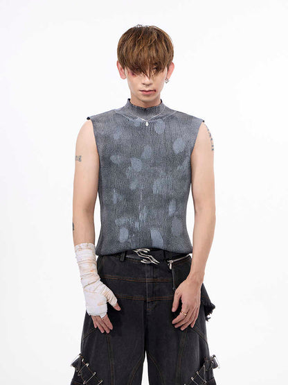 Men's Stretch Turtleneck Sleeveless T-shirt null