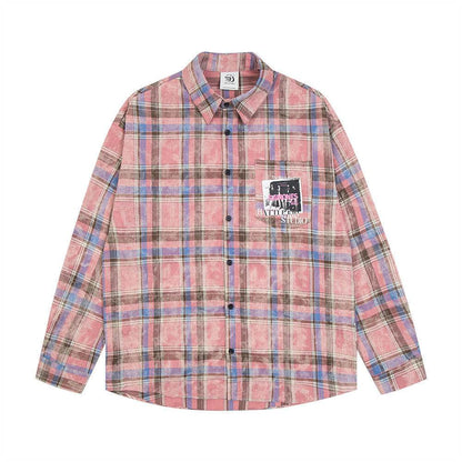 Plaid Loose Long Sleeves Shirt For Men And Women MuddyStock